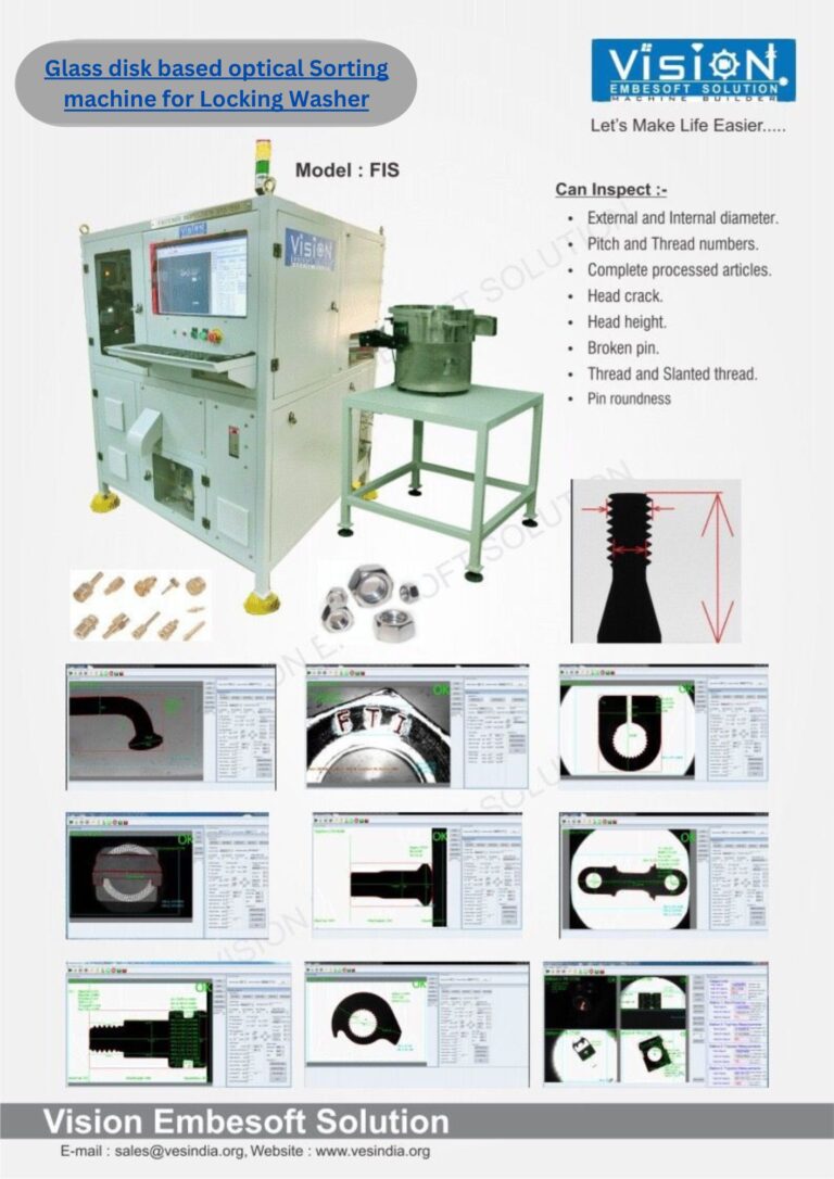 Glass disk based optical sorting machine for Locking washer